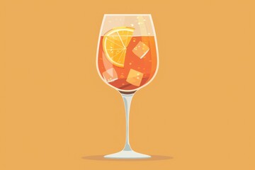 Poster - Glass of wine with fresh orange slice, perfect for beverage ads