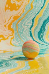 Aufkleber - A vibrant marbled surface with a ball, perfect for various design projects