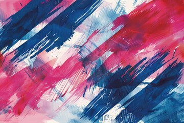 Poster - Detailed view of a painting with red and blue paint. Suitable for art and creativity concepts