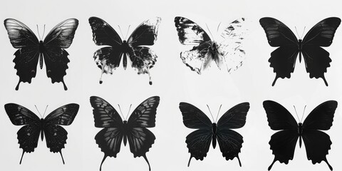 Poster - Colorful butterflies resting on a white background. Suitable for nature and wildlife themes
