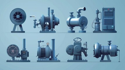 Aufkleber - A collection of different types of industrial equipment. Can be used for manufacturing or construction themes