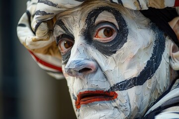 Poster - Close-up of a person with a painted face, suitable for creative projects