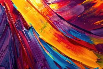 Poster - Close up of a vibrant painting on a wall, suitable for art and interior design projects