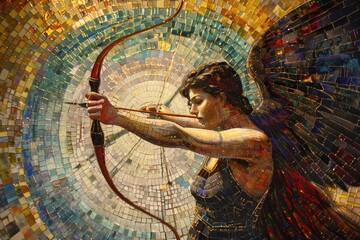 Poster - A woman holding a bow and arrow, suitable for various themes