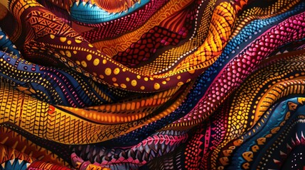 Poster - Close up of a colorful scarf with a skull design, perfect for Halloween-themed projects