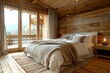 © Anatoll Paveel - bedroom cozy wooden house hotel country. chalet.