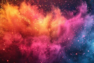 Poster - A vibrant burst of colored powder flying through the air. Perfect for dynamic and energetic concepts