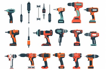 Poster - Collection of different types of power tools. Suitable for construction and DIY projects