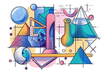 Aufkleber - Vibrant illustration of a science experiment, perfect for educational materials