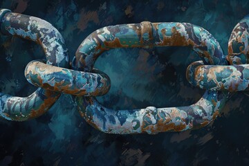Aufkleber - Close up shot of a chain on a blue backdrop, suitable for industrial and abstract concepts