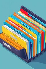 Poster - A briefcase filled with colorful folders, perfect for business presentations and organization