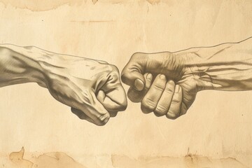 Aufkleber - A touching image of two hands intertwined. Ideal for illustrating support, friendship, or unity