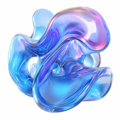 Aufkleber - Fluid round 3D shape of liquid splash of holographic glass in motion, Iridescent liquid sphere