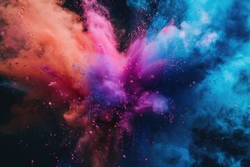 Poster - Vibrant burst of colored powder in the air, perfect for advertising or celebration concepts