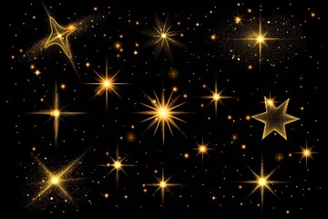 Poster - A bunch of shiny stars on a black background. Suitable for various design projects