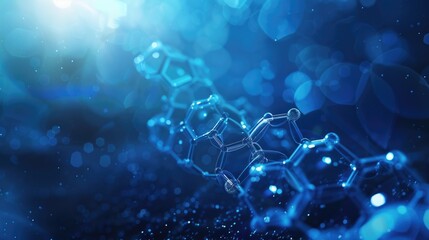 Aufkleber - Close up view of molecules on blue background. Perfect for scientific and medical concepts