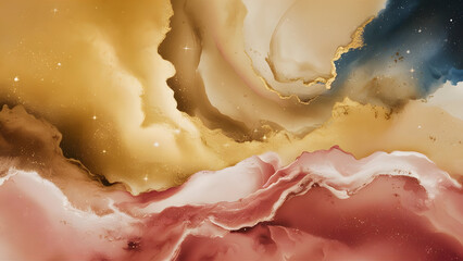 Wall Mural - A mesmerizing alcohol ink painting that captures the essence of the cosmos