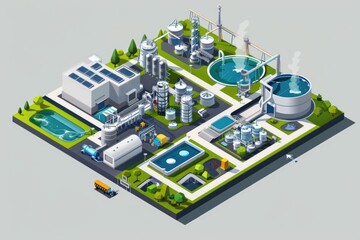 Wall Mural - A large industrial plant with multiple tanks. Perfect for illustrating manufacturing or industrial concepts