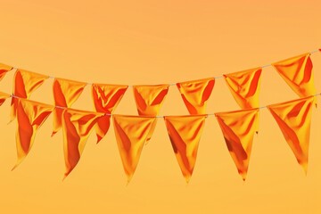 Poster - Group of yellow flags on a string, suitable for various occasions
