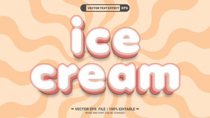 Aufkleber - Clean soft ice cream 3d editable vector text style effect