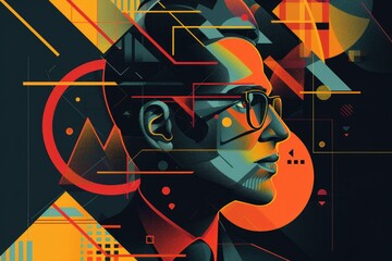 Poster - A man wearing glasses, a suit, and a tie. Suitable for business concepts
