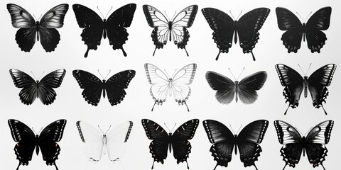 Poster - Colorful butterflies resting on a white background. Suitable for various design projects