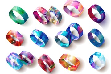 Poster - Colorful rings on a white surface, suitable for various design projects