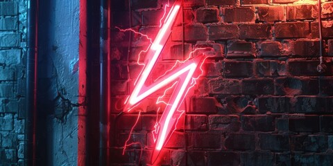 Poster - A neon sign on a brick wall. Suitable for urban-themed designs