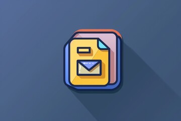 Poster - Folder icon with long shadow on blue background. Suitable for technology and digital concepts