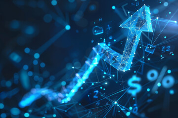 Poster - A blue and white image of a graph with a blue arrow pointing upwards