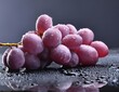 Fresh red grapes with water splash. Fruits and summer berries illustration