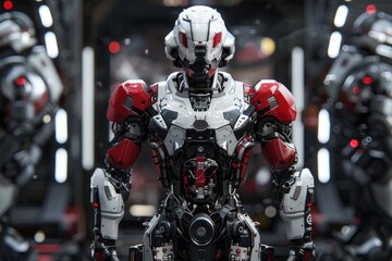 Poster - A detailed view of a robot in a modern room. Suitable for technology concepts