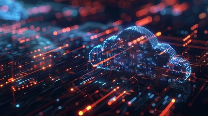 conceptual visualization of a cloud-based ai network, with distributed computing resources and scala