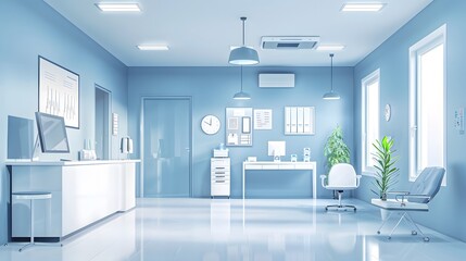 Abstract interior of a hospital or clinic: a luxury hospital corridor. Blur clinic interior background Healthcare and medical concepts