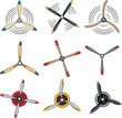 propeller set cartoon. plane fan, ocean logo, prop underwater propeller sign. isolated symbol vector illustration