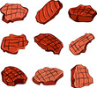 steak grill set cartoon. food barbecue, rosemary smoke, braai summer steak grill sign. isolated symbol vector illustration