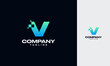© aulia hakim - V Initial letter with Digital Pixels Technology Logo Vector design template