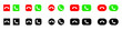 Call button icons set. Accept call, reject, green, red, black, interlocutor, communication, Set of vector flat icons.