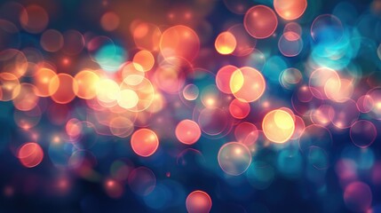 Poster - Abstract colorful bokeh lights on blue background