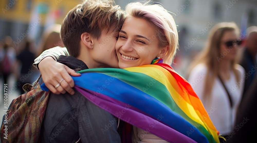 Beautiful young lesbian couple hugging and holding. Lesbian couple ...