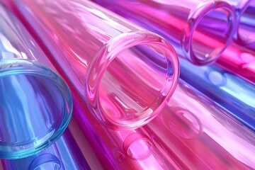 Poster - Vivid image capturing colorful glass tubes with glistening water droplets, evoking feelings of freshness and clarity
