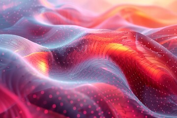 Poster - This image features a colorful digital landscape with light particles, creating a sense of movement and flow