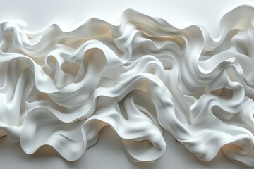 Poster - A delicate visual of white fabric with gentle curves and shadows, invoking themes of purity and calmness