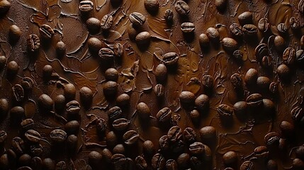 Wall Mural -   Close-up of metal surface with nuts and other objects against brown background