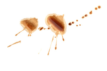 Wall Mural - Dried coffee stains isolated on white, top view