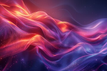 Poster - Colorful abstract image of fluid fabric waves in a mesmerizing dance of pink and blue hues