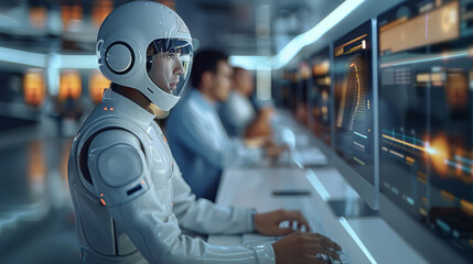 Fototapete - Automation development and testing team testing, automation managed service center of excellence. Generative AI.