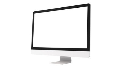 Wall Mural - Modern desktop pc monitor display with blank screen isolated on transparent white background, clipping path