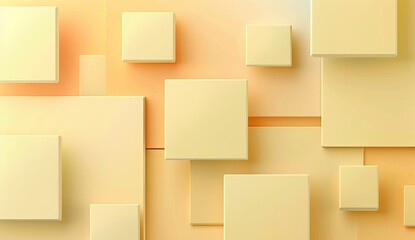 Canvas Print - Soft yellow tones in an array of floating geometric squares over a gentle gradient giving a confident and cheerful aura