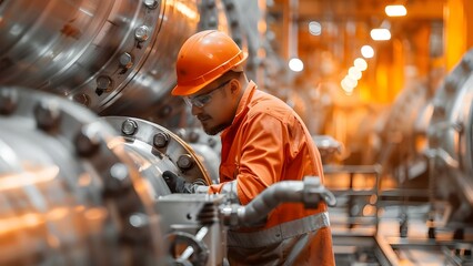 Inspecting disassembled equipment at an energy power plant generation station for maintenance: A crucial step in ensuring operational efficiency. Concept Equipment Inspection, Energy Power Plant